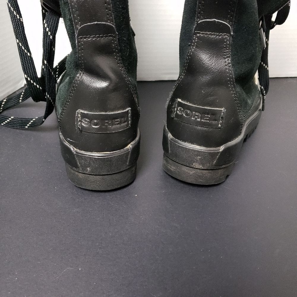 SOREL Tivoli IV Tall Waterproof Boot Suede Mid Calf Lace-Up Snow Boots Black - Picture 10 of 16